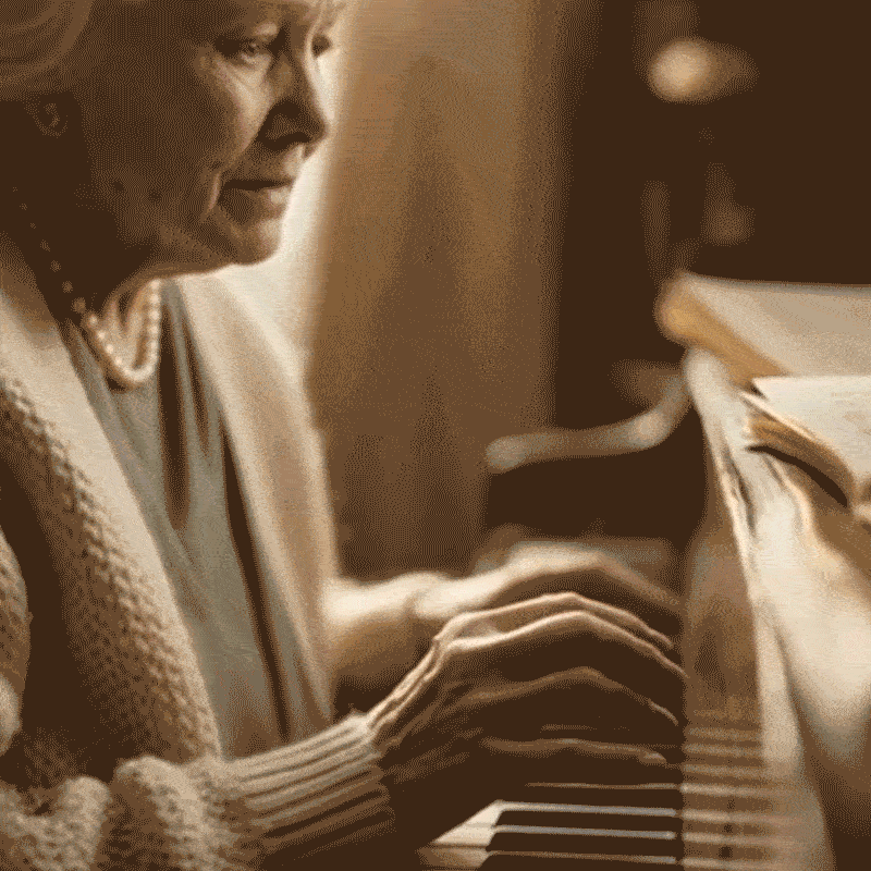 Elderly lady playing piano
